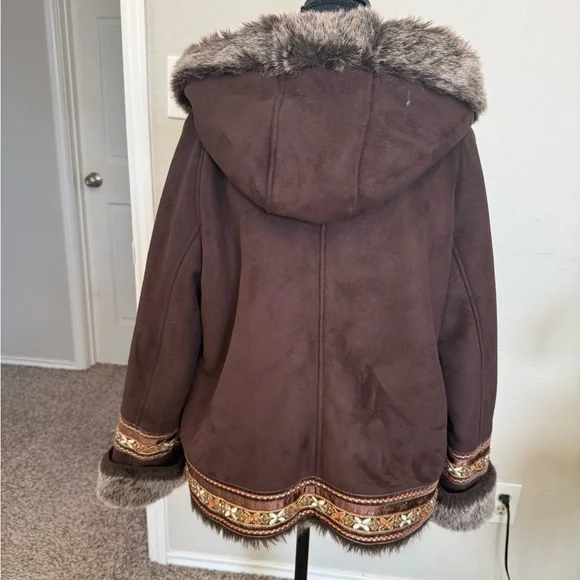Coldwater Creek Faux Suede & Faux Fur Coat - Picture 13 of 13